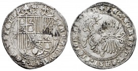 Fernando e Isabel (1474-1504). 1 real. Granada. (Cal-362). (Lf-F4.3.1). Anv.: FERNANDVS : ET · HE(LISA)BET · D. Rev.: + REX : ET REGINA : CAST · LIGIO...