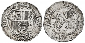 Fernando e Isabel (1474-1504). 1 real. Granada. (Cal-363 var). (Lf-f4.4.1). Anv.: FER(NAN)DVS : ET hELISAB. Rev.: + R(EX ): ET REGINA : CAST · LIGI(O)...