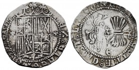 Fernando e Isabel (1474-1504). 1 real. Granada. (Cal-365 var). (Lf-F4.4.1 var). Anv.: (R)EX: ET REGINA: D: GRA:·. Rev.: + REX: ET REGINA: CAST: LIGION...