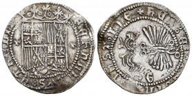 Fernando e Isabel (1474-1504). 1 real. Granada. (Cal-363 var). (Lf-F4.4.1). Anv.: FERNAN(D)VS : ET HELIS. Rev.: + REX: ET· REGIN(A: )CAST· LIG. Ag. 3,...