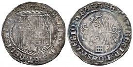 Fernando e Isabel (1474-1504). 1 real. Segovia. P. (Cal-381). (Lf-F5.3.15.2). Anv.: FERNANDVS: ET: hELISABET. Rev.: + REX: ET: REGINA: CAST: LEGIO: AR...