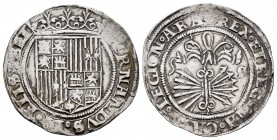 Fernando e Isabel (1474-1504). 1 real. Sevilla. (Cal-408). (Lf-F6.0.21). Anv.: FERNANDVS: ET: ELISABET. Rev.: + REX· ET REGINA· CA(ST)· LEGION· ARA. A...