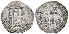 Fernando e Isabel (1474-1504). 1 real. Sevilla. (Cal-416 var). Anv.: FERNANDVS · ET · ELISAB..... Rev.: + REX · ET REGINA · (CA)STE · LEGION · A :. Ag...