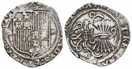Fernando e Isabel (1474-1504). 1 real. Sevilla. (Cal-420). (Lf-F6.4.2). Ag. 3,36 g. Escudo entre S y *. Recortada. MBC-. Est...45,00. 

ENGLISH DESC...