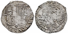 Fernando e Isabel (1474-1504). 1 real. Sevilla. (Cal-440). (Lf-F6.11.7). Ag. 3,38 g. Escudo entre d cuadrada y S. BC. Est...40,00. 

ENGLISH DESCRIP...