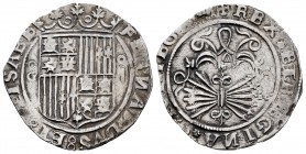 Fernando e Isabel (1474-1504). 2 reales. Granada. (Cal-498 var). (Lf-G4.3.10). Anv.: FERNANDVS: ET(: EL)ISABE. Rev.: + REX· ET REGINA: (CAST·) IEG(ION...