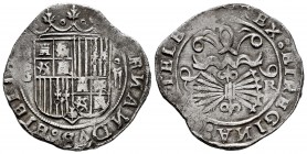 Fernando e Isabel (1474-1504). 2 reales. Granada. (Cal-498 var). (Lf-G4.3.10). Anv.: (FE)RNANDVS: ET ELIS..... Rev.: (+) REX: ET REGINA: (CAS)TE LE(GI...