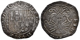 Fernando e Isabel (1474-1504). 2 reales. Granada. (Cal-498 var). Anv.: FERNANDVS : ET ELISAB. Rev.: + RERX : ET R(EG)INA (: CAST) LEGIO. Ag. 6,77 g. E...