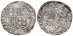 Fernando e Isabel (1474-1504). 2 reales. Granada. (Cal-498 var). Anv.: FERNANDVS : ET : ELISABE. Rev.: + REX : ET REGINA · CAST · IEGION. Ag. 6,89 g. ...