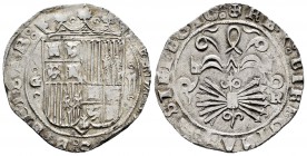 Fernando e Isabel (1474-1504). 2 reales. Granada. (Cal-498 var). (Lf-G4.3.14). Anv.: (FERNANDV)S : ET ELISAB :. Rev.: + REX : ET REGINA : (CA)STE LEGI...