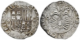 Fernando e Isabel (1474-1504). 2 reales. Granada. (Cal-498 var). (Lf-G4.3.17). Anv.: FERNANDV(S: ET:) ELISAB :. Rev.: (+ RE)X: ET REGINA: CASTE L(EGIO...