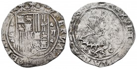 Fernando e Isabel (1474-1504). 2 reales. Granada. (Cal-505 var). (Lf-G4.3.24 var). Anv.: FERNAN(DVS): ET: (ELISA). Rev.: (+ R)EX : ET (REGI)NA: CAST (...