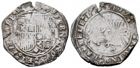 Fernando e Isabel (1474-1504). 2 reales. Segovia. (Cal-507 var). (Lf-G5.3.14). Anv.: FERNANDVS : ET : ELISABE. Rev.: * REX : ET : REGINA : CASTELE : L...
