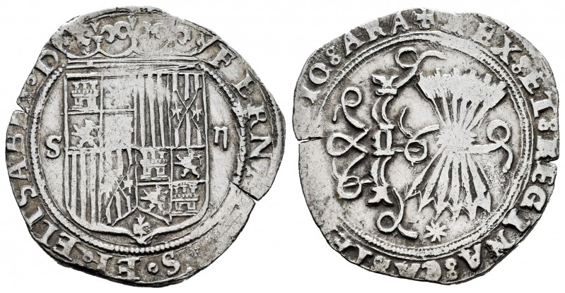 Fernando e Isabel (1474-1504). 2 reales. Sevilla. (Cal-516). (Lf-G6.4.27). Anv.:...