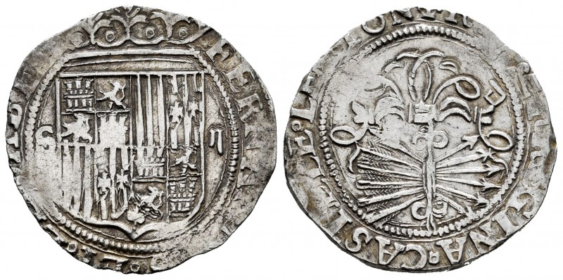 Fernando e Isabel (1474-1504). 2 reales. Sevilla. (Cal-523). (Lf-G6.5.17). Rev.:...