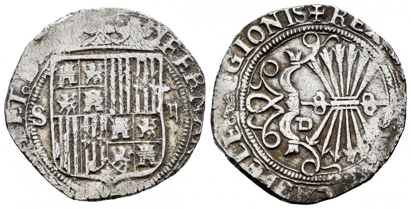 Fernando e Isabel (1474-1504). 2 reales. Sevilla. (Cal-523). (Lf-G6.5.29). Rev.:...