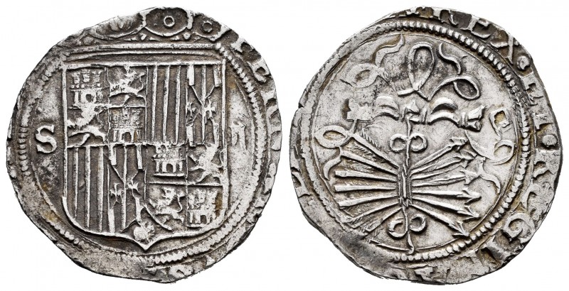 Fernando e Isabel (1474-1504). 2 reales. Sevilla. (Cal-525). (Lf-G6.5.12). Ag. 6...