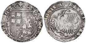 Fernando e Isabel (1474-1504). 2 reales. Toledo. (Cal-528 var). (Lf-G7.1.3). Anv.: FERNAND(VS : ET EL)ISABE(T · D ·) G ·. Rev.: (+) REX · ET · REGI(NA...