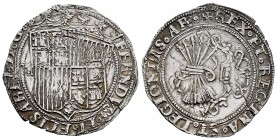 Fernando e Isabel (1474-1504). 2 reales. Toledo. (Cal-530 var). (Lf-G7.1.10 var). Anv.: FERNANDVS · ET · ELISABET · D · G ·. Rev.: + REX · ET · REGINA...