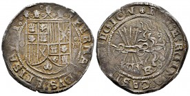Fernando e Isabel (1474-1504). 4 reales. Burgos. (Cal-535). (Lf-H1.3.3). Anv.: FERNANDVS: ELISAVET:·. Rev.: + REX: E: RGINA: CASTELE: LEGION. Ag. 13,6...