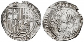 Fernando e Isabel (1474-1504). 4 reales. Sevilla. (Cal-560). (Lf-H5.0.1). Rev.: ...LEGIONIS· AR. Ag. 13,66 g. Escudo entre S - IIII. Sin ensayador d c...