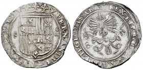 Fernando e Isabel (1474-1504). 4 reales. Sevilla. (Cal-561). (Lf-H5.5.8 var). Anv.: FERNANDVS· (...) ELISABET DEI. Rev.: + REX· ET REGI(N)A· CASTELE· ...