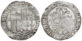 Fernando e Isabel (1474-1504). 4 reales. Sevilla. (Cal-564). (Lf-H5.6.1). Anv.: ...ELISABET· D. Rev.: ...LEGIONIS. Ag. 13,68 g. Escudo entre S - IIII....