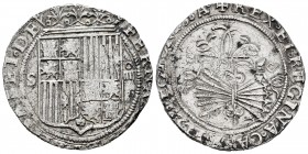 Fernando e Isabel (1474-1504). 4 reales. Sevilla. (Cal-564). (Lf-H5.6.7 var). Anv.: ...SABET· DE. Rev.: ...LEGIONIS· A. Ag. 13,64 g. Escudo entre S - ...
