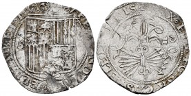 Fernando e Isabel (1474-1504). 4 reales. Sevilla. (Cal-564). (Lf-H5.6.7). Anv.: ...ELISABET· D. Rev.: ...LE(G)I(O)NIS. Ag. 13,71 g. Escudo entre S - I...