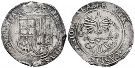 Fernando e Isabel (1474-1504). 4 reales. Sevilla. (Cal-564). (Lf-no cita). Anv.: ...DEI GA. Rev.: ...:ARAG. Ag. 13,71 g. Escudo entre S - IIII. Doble ...