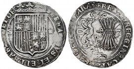 Fernando e Isabel (1474-1504). 4 reales. Sevilla. (Cal-564). (Lf-H5.6.11). Anv.: ...ELISAB(ET)· DEI· DE. Rev.: ...LEG(IONI)S· ARA. Ag. 13,64 g. Escudo...