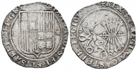 Fernando e Isabel (1474-1504). 4 reales. Sevilla. (Cal-564). (Lf-H5.6.11.3). Anv.: ...ELISABET: DEI: GR. Rev.: ...LEGION(IS GR). Ag. 13,81 g. Escudo e...