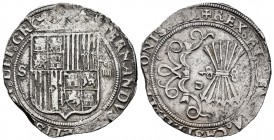 Fernando e Isabel (1474-1504). 4 reales. Sevilla. (Cal-564). (Lf-H5.6.11.3). Anv.: ...DEI: GR. Rev.: ...LEGIONIS: AR. Ag. 13,80 g. Escudo entre S - II...