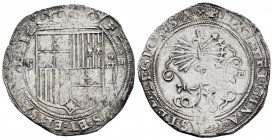 Fernando e Isabel (1474-1504). 4 reales. Sevilla. (Cal-564). (Lf-no cita). Anv.: ...ELISABET· DEI· G. Rev.: ...LEGIONIS· A·. Ag. 13,72 g. Escudo entre...