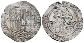 Fernando e Isabel (1474-1504). 4 reales. Sevilla. (Cal-564). (Lf-H5.6.26). Ag. 13,60 g. Escudo entre S - IIII. Ensayador d cuadrada a derecha del yugo...
