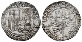 Fernando e Isabel (1474-1504). 4 reales. Sevilla. (Cal-564). (Lf-H5.6.38). Anv.: ...ELISABET. Rev.: ...LEGIONI. Ag. 13,75 g. Escudo entre S - IIII. En...