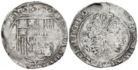 Fernando e Isabel (1474-1504). 4 reales. Sevilla. (Cal-564). (Lf-H5.6.41). Anv.: ...DEI. Ag. 13,66 g. Escudo entre S - (IIII). Ensayador d cuadrada a ...