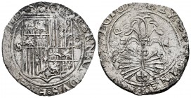 Fernando e Isabel (1474-1504). 4 reales. Sevilla. (Cal-564). (Lf-H5.6.47). Anv.: ...(ELISABE)T· D. Rev.: ...LEGION. Ag. 13,66 g. Escudo entre S - IIII...