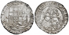 Fernando e Isabel (1474-1504). 4 reales. Sevilla. (Cal-564). (Lf-H5.6.48). Anv.: ...ELISABET·. Rev.: ...LEGIONI. Ag. 13,74 g. Escudo entre S - IIII. E...