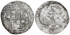 Fernando e Isabel (1474-1504). 4 reales. Sevilla. (Cal-564). (Lf-H5.6.54). Anv.: ...DE. Rev.: ...LEGION. Ag. 13,67 g. Escudo entre S - IIII. Ensayador...
