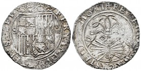 Fernando e Isabel (1474-1504). 4 reales. Sevilla. (Cal-564). (Lf-H5.6.56). Anv.: ...ELISABET. Rev.: ...LEGIONI. Ag. 13,72 g. Escudo entre S - IIII. En...