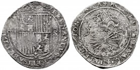 Fernando e Isabel (1474-1504). 8 reales. Sevilla. (Cal-578). (Lf-tipo I5.1). Ag. 24,81 g. Valor VIII a izquierda y S a derecha. Ensayador d cuadrada n...