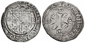 Fernando II (1479-1516). Acuñación bajo Carlos I. 1 real. Pamplona. (Cal 2008-118). (Cal 2019-73). Ag. 3,18 g. Escudo entre K - K. F en 1º y 4º cuarte...