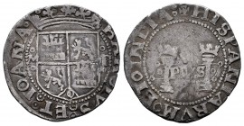 Juana y Carlos (1504-1555). 1 real. México. (Cal-63). Anv.: KAROLVS: ET: IOANA. Rev.: + HISPANIARVM· ET· INDIA:. Ag. 3,25 g. Primera serie. Escudo ent...