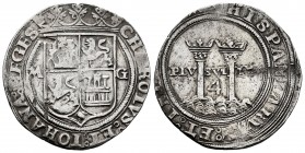 Juana y Carlos (1504-1555). 4 reales. México. (Cal-125). Anv.: CHAROLVS : ET : IOHANA : REGES. Rev.: HISPANIARVM : ET : IND..... Ag. 13,69 g. Escudo e...