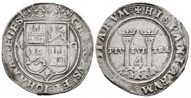 Juana y Carlos (1504-1555). 4 reales. México. (Cal-125). Anv.: CHAROLVS : ET : IOHANA : REGES. Rev.: + HISPANIARVM : (ET : IN)DIARVM :. Ag. 13,71 g. E...