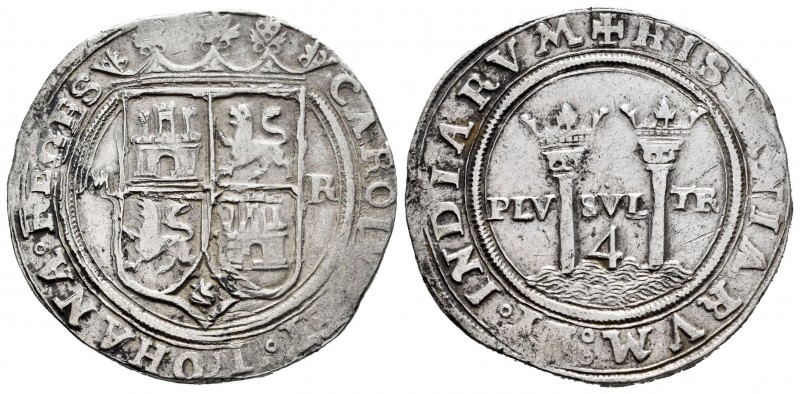 Juana y Carlos (1504-1555). 4 reales. México. (Cal-133). Anv.: CAROL(VS ·) ET · ...