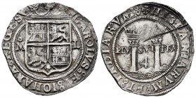 Juana y Carlos (1504-1555). 4 reales. México. (Cal-135). Anv.: CAROLVS : ET : IOHANA : REGES. Rev.: + HISPANIARVM : ET : INDIARVM :. Ag. 13,82 g. Escu...