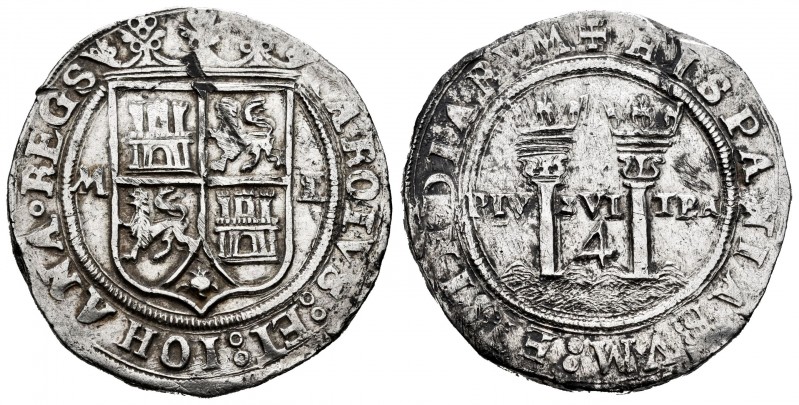 Juana y Carlos (1504-1555). 4 reales. México. (Cal-135). Anv.: CAROLVS : ET : IO...