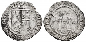 Juana y Carlos (1504-1555). 4 reales. México. (Cal-136). Anv.: CAROLVS : ET : IOHANA · REGES. Rev.: + HISPANIARVM : ET : INDIARVM. Ag. 13,68 g. Escudo...